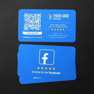 Business Review Link Facebook Reviews QR Code Business Card