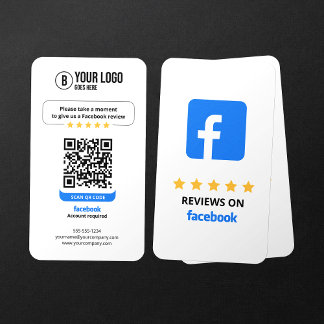 Business Review Link Facebook Reviews QR Code Card