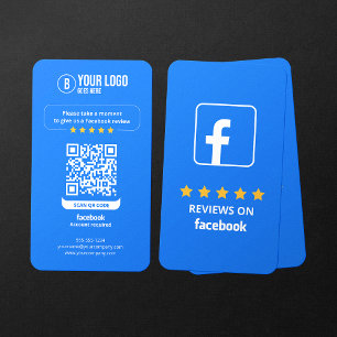 Business Review Link Facebook Reviews QR Code Card