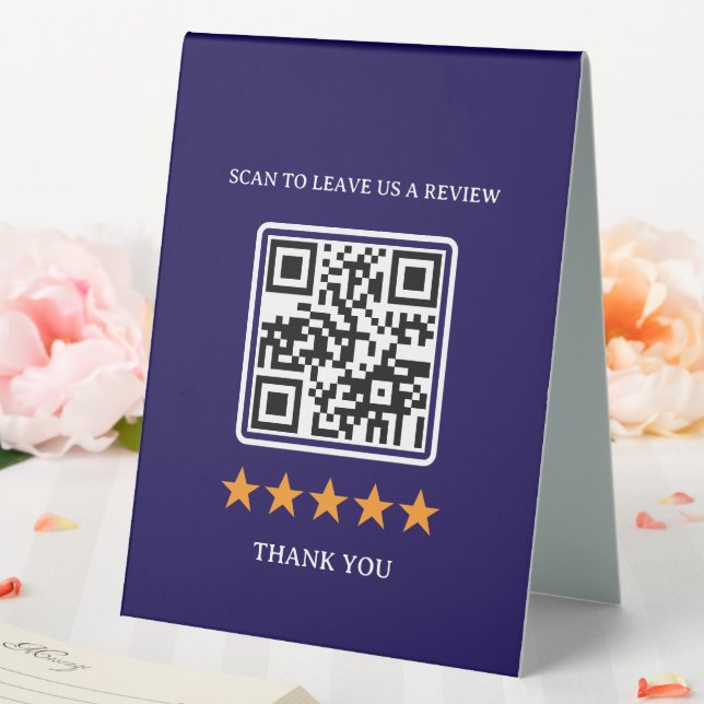 Business Review Link QR Code Table Tent Sign (In SItu (Wedding))