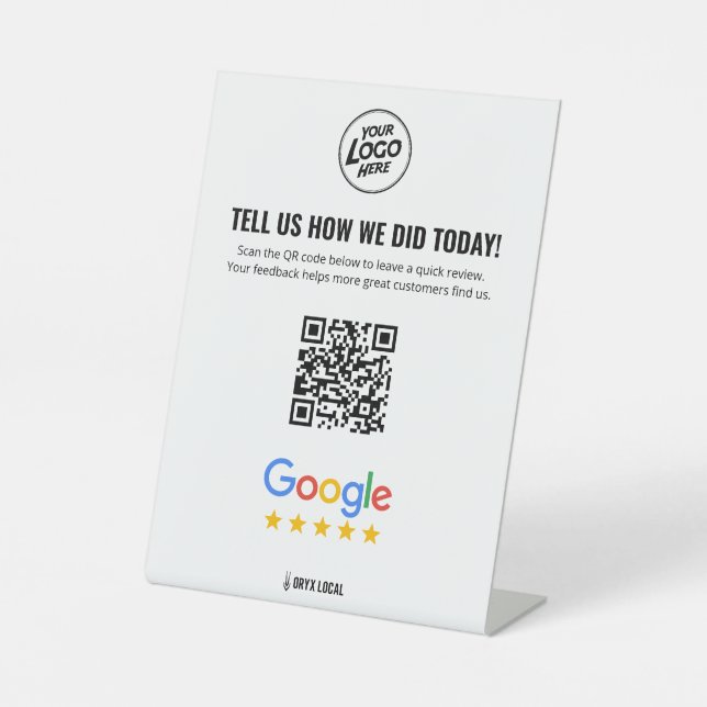 Business Review QR Code Rating Pedestal  Pedestal Sign (Front)