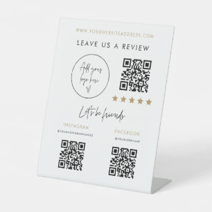 Business Review QR Code Socials Pedestal Scan Sign