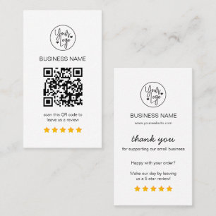 Business Reviews QR Code 5 Star Review  Business Card