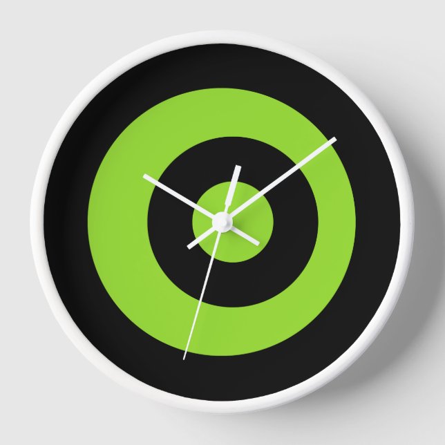 Business Round Black Green Wall Clock (Front)