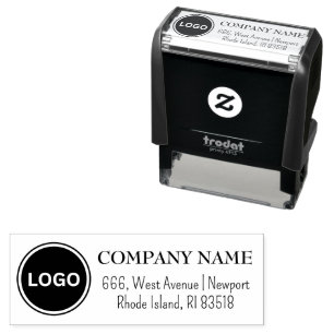 Business Round Logo Location Address Self-inking Stamp