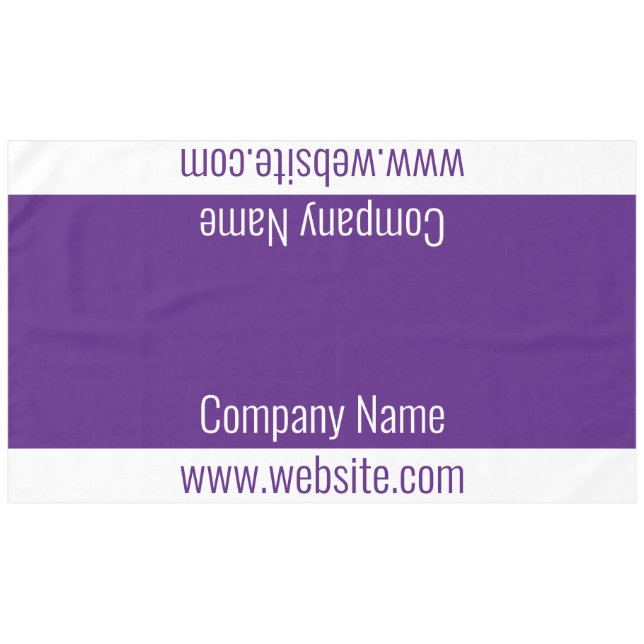 Business Royal Purple and White Text Template Tablecloth (Front (Horizontal))