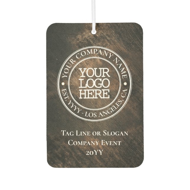 Business Rustic Wood White Medallion Add Logo Car Air Freshener (Front)