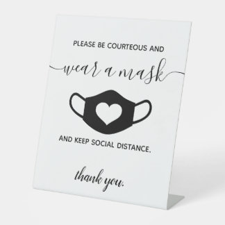 Business Safety Wear a Face Mask Modern Script Pedestal Sign