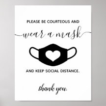 Business Safety Wear a Face Mask Modern Script