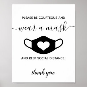 Business Safety Wear a Face Mask Modern Script Poster
