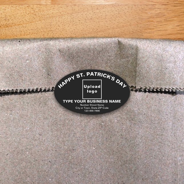 Business Saint Patrick Black Oval Shape Sticker (Creator Uploaded)