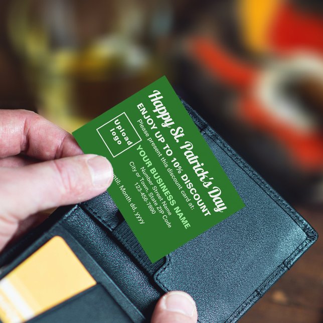 Business Saint Patrick Green Discount Card (Attract more customers this Saint Patrick's Day. Business Saint Patrick green discount card.)