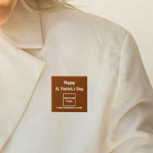 Business Saint Patrick Greeting on Brown Square 15 Cm Square Badge