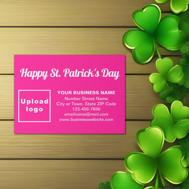Business Saint Patrick Greeting on Pink Enclosure Card (Pink Saint Patrick business enclosure card)