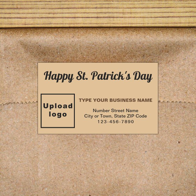 Business Saint Patrick Light Brown Rectangular Sticker (Business brand with Saint Patrick greeting on light brown rectangle sticker)