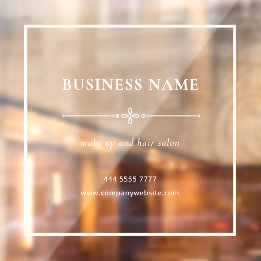 Business Salon Name White Frame Window Cling