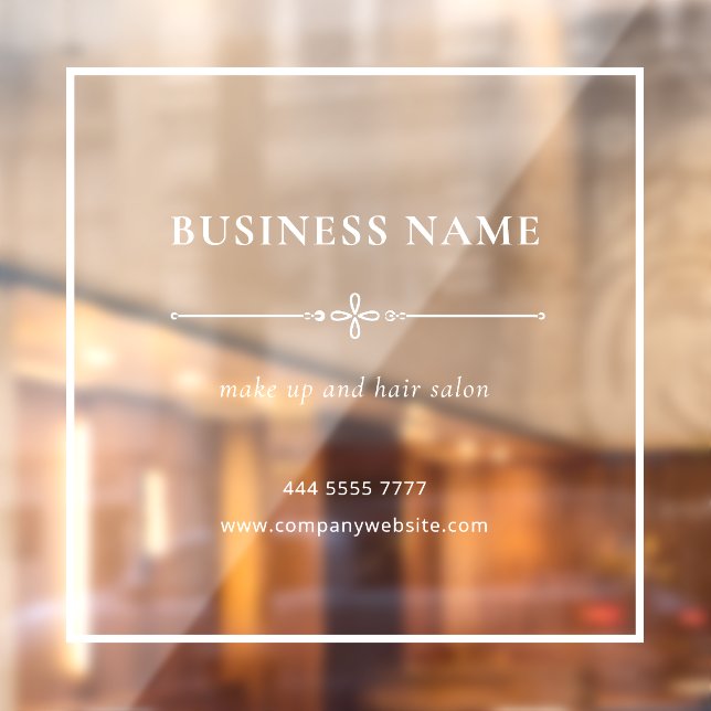 Business Salon Name White Frame Window Cling (Sheet 2)