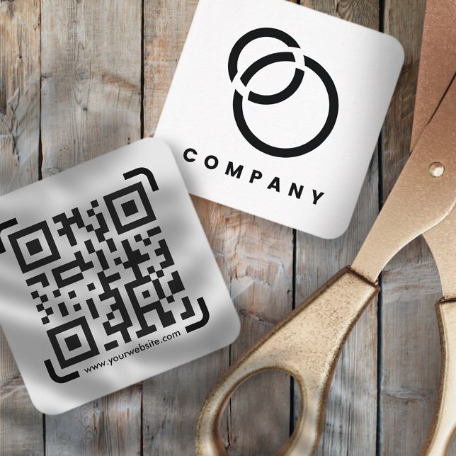 Business Scan QR Code Website Logo Modern Simple Square Business Card (Creator Uploaded)