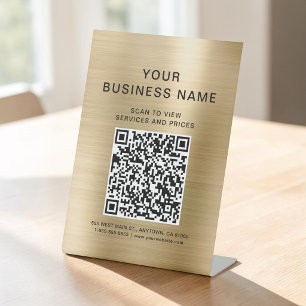 Business Scan To Connect Gold QR Code Pedestal Sign
