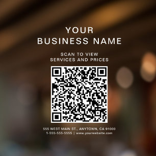 Business Scan To Connect QR Code White Lettering Window Cling