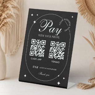 Business Scan To Pay 2 QR Codes Trendy Minimalist Pedestal Sign