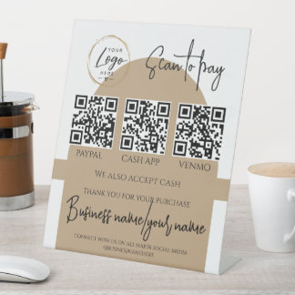 Business Scan to Pay Personalised Logo QR Code Pedestal Sign