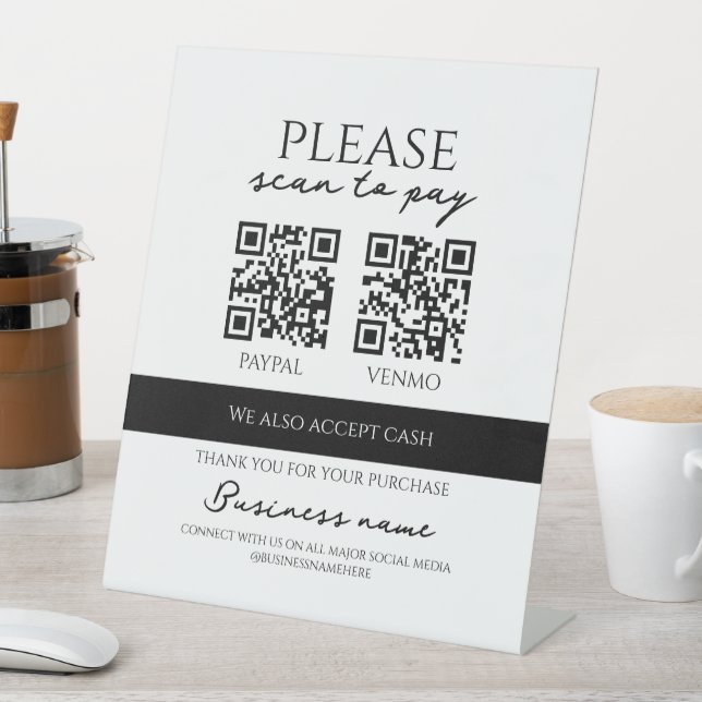 Business Scan to Pay Personalised QR Code Pedestal Sign (In SItu)