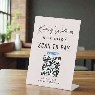 Business Scan To Pay Venmo QR Code Pink Pedestal Sign