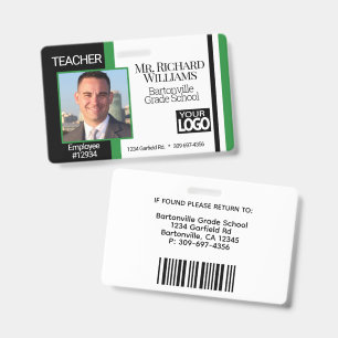Business / School Photo ID- Black, White and Green ID Badge