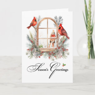 Business Season's Greetings Winter Cardinal Birds  Card