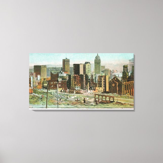 Business Section in Ruins After Fire Canvas Print (Front)