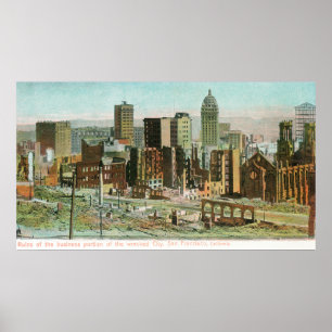 Business Section in Ruins After Fire Poster