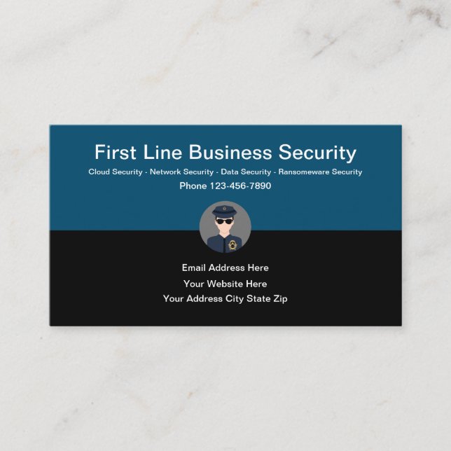 Business Security Services Modern Design Card (Front)