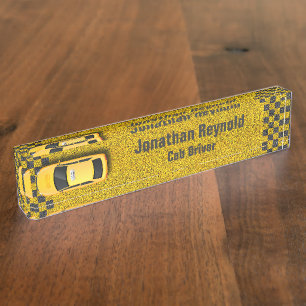 Business Service Cab Driver Yellow Taxi Nameplate