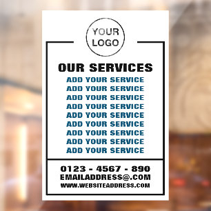 Business Services, Information and Logo Window Cling