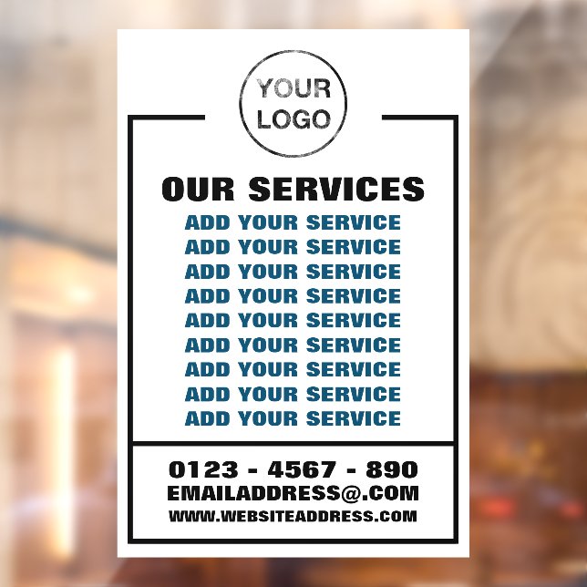 Business Services, Information and Logo Window Cling (Sheet 2)