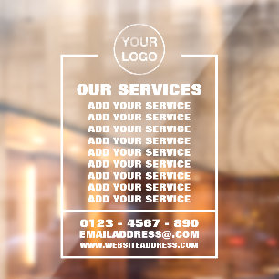 Business Services, Information and Logo Window Cling
