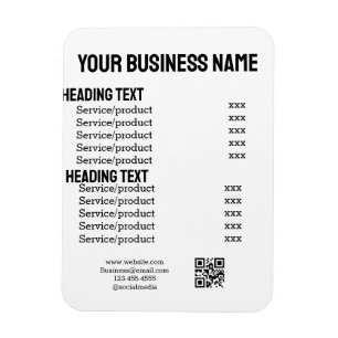 Business services products price list menu card  magnet