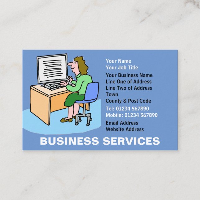 Business Services with Fun Cartoon Card (Front)