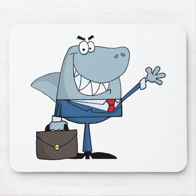 Business Shark Waving A Greeting Mouse Mat (Front)