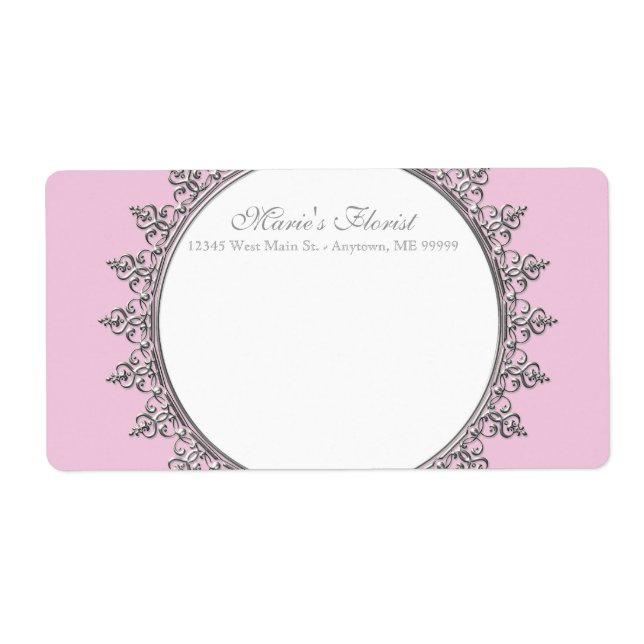 Business Shipping Classic Baroque Swirl Circle (Front)