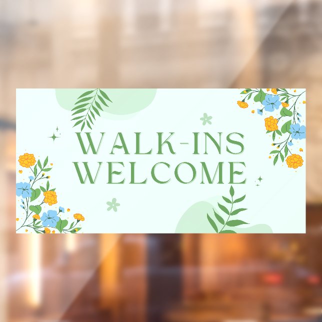 Business Shop Floral Walk Ins Welcome Window Cling (Sheet 2)