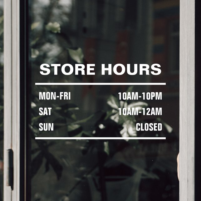Business Shop Hours of Operation Window Cling (Business Shop Hours of Operation Window Cling)