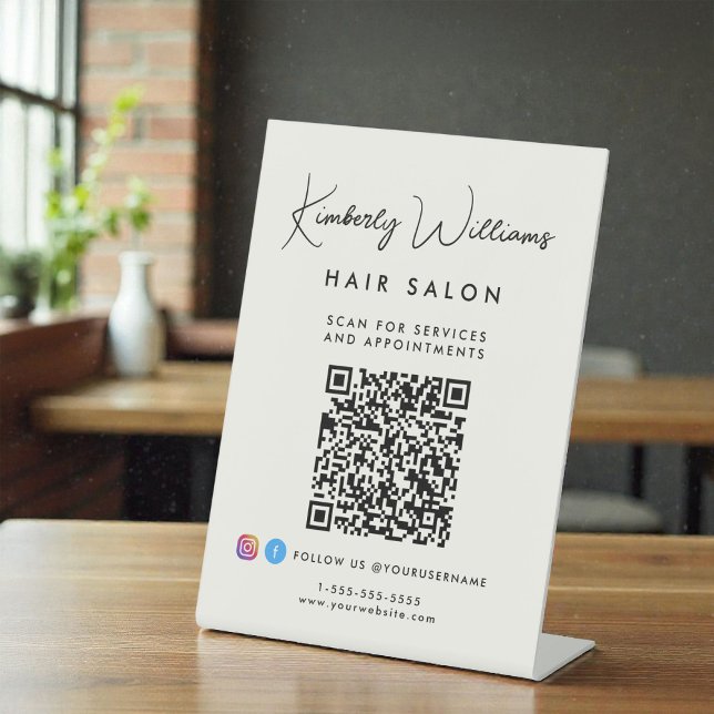 Business Signature Script Monogram QR Code Pedestal Sign (Business Signature Script Monogram QR Code Pedestal Sign)