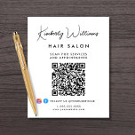 Business Signature Script QR Code Promotional Flyer<br><div class="desc">Chic promotional flyer for your business featuring your name in a stylish signature script and business type below in simple modern typography. Input your website address to create a QR code for customers and clients to scan for appointments, products, services, hours, etc. Add your instagram and facebook handle for customers...</div>