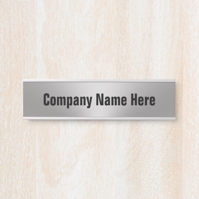 Business Silver and Black Company Name Template Door Sign (Front)