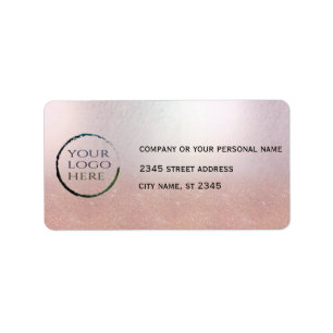 Business simple / insert logo rose gold glittery label