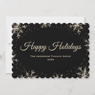 Business Snowflakes Black Holiday Card