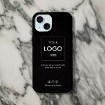 Business Social Media Black iPhone 15 Case<br><div class="desc">Transform your iPhone into a powerful marketing tool with our custom case! Ideal for small businesses, this case showcases your logo and slogan, making a bold statement about your brand. Below, we've included your contact details for easy reference. Plus, there's space for three social media icons and your username tag,...</div>