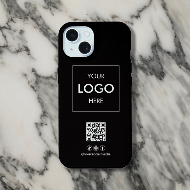 Business Social Media QR Code Black iPhone 15 Case (Creator Uploaded)